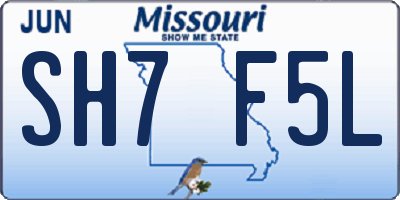 MO license plate SH7F5L