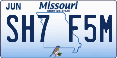 MO license plate SH7F5M