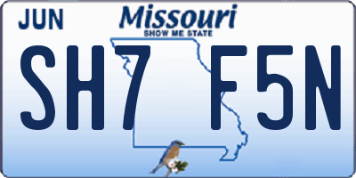 MO license plate SH7F5N