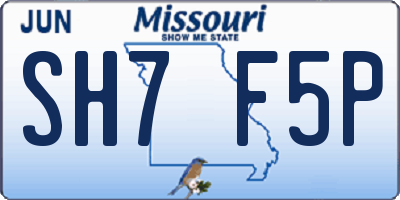 MO license plate SH7F5P
