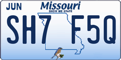 MO license plate SH7F5Q