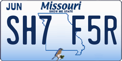 MO license plate SH7F5R