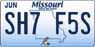 MO license plate SH7F5S
