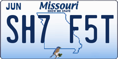 MO license plate SH7F5T