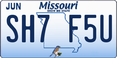MO license plate SH7F5U