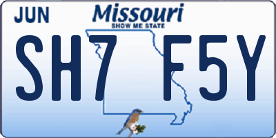 MO license plate SH7F5Y