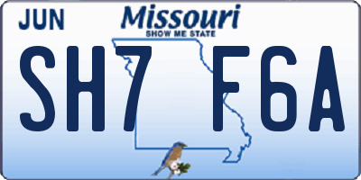 MO license plate SH7F6A
