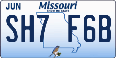 MO license plate SH7F6B