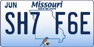 MO license plate SH7F6E