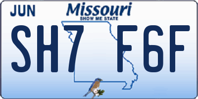 MO license plate SH7F6F