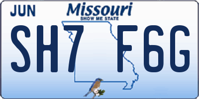 MO license plate SH7F6G