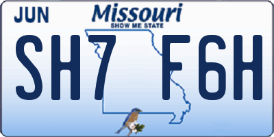MO license plate SH7F6H
