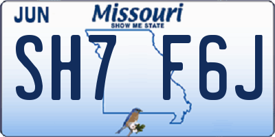 MO license plate SH7F6J