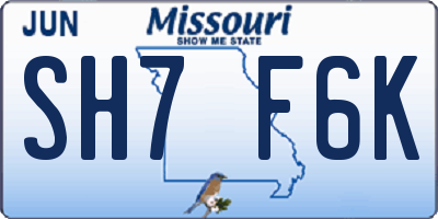 MO license plate SH7F6K