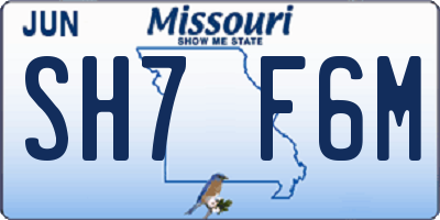 MO license plate SH7F6M