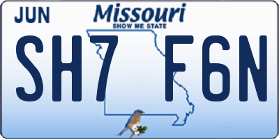 MO license plate SH7F6N