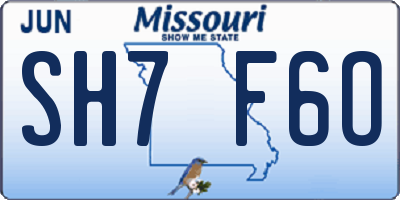 MO license plate SH7F6O