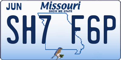 MO license plate SH7F6P
