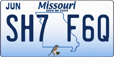 MO license plate SH7F6Q