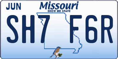 MO license plate SH7F6R