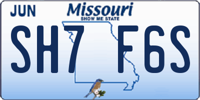 MO license plate SH7F6S