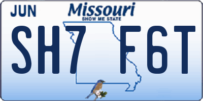 MO license plate SH7F6T
