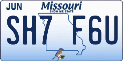 MO license plate SH7F6U