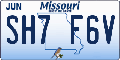 MO license plate SH7F6V
