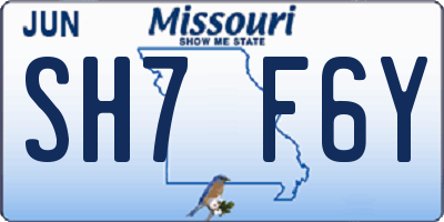 MO license plate SH7F6Y