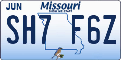 MO license plate SH7F6Z