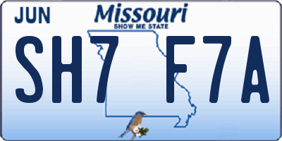 MO license plate SH7F7A