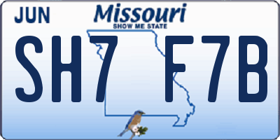MO license plate SH7F7B