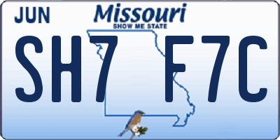 MO license plate SH7F7C
