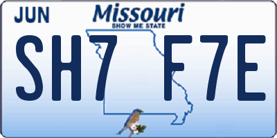 MO license plate SH7F7E