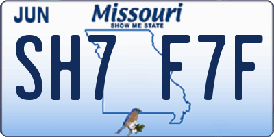 MO license plate SH7F7F