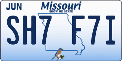MO license plate SH7F7I