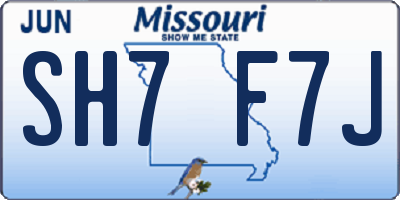 MO license plate SH7F7J