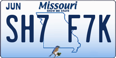 MO license plate SH7F7K