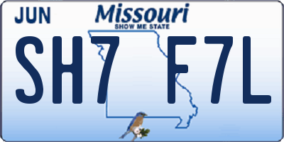 MO license plate SH7F7L