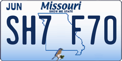 MO license plate SH7F7O