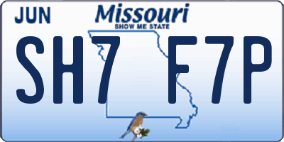 MO license plate SH7F7P