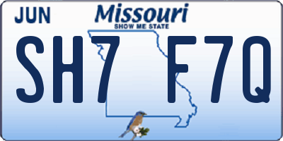 MO license plate SH7F7Q