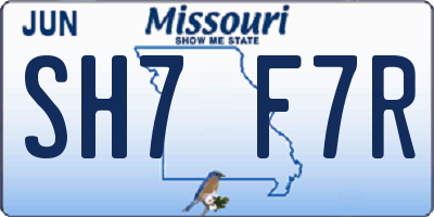 MO license plate SH7F7R