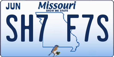 MO license plate SH7F7S