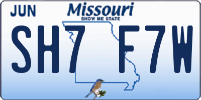 MO license plate SH7F7W