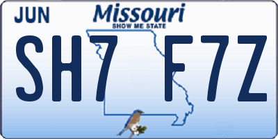 MO license plate SH7F7Z
