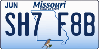 MO license plate SH7F8B