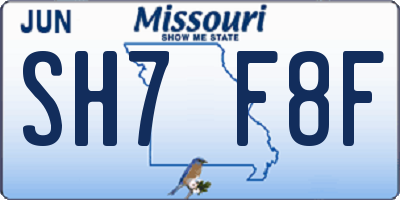 MO license plate SH7F8F