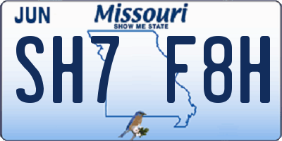 MO license plate SH7F8H