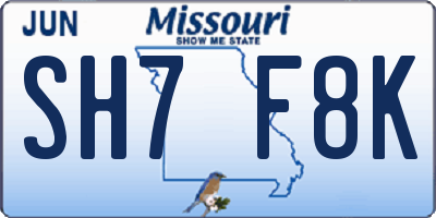 MO license plate SH7F8K